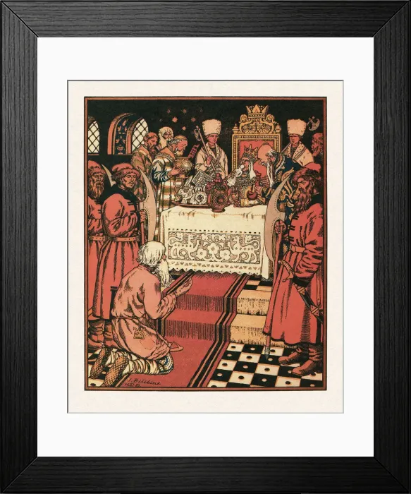 Framed Print : Illustration to the The Tale of the Fisherman and the Fish, 1933. Artist: Bilibin, Ivan Yakovlevich (1876-1942) Framed Print : Illustration to the The Tale of the Fisherman and the Fish, 1933. Artist: Bilibin, Ivan Yakovlevich (1876-1942)