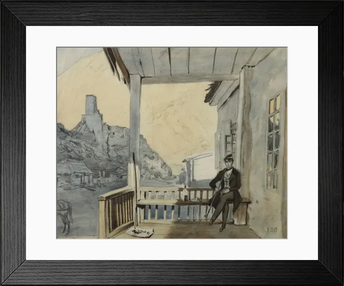 Framed Print : Count Sergey Vasilyevich Dolgorukov (1820-1853) at the Lars Station, 1840. Artist: Gagarin, Grigori Grigorievich (1810-1893) Framed Print : Count Sergey Vasilyevich Dolgorukov (1820-1853) at the Lars Station, 1840. Artist: Gagarin, Grigori Grigorievich (1810-1893)
