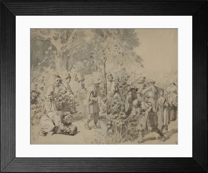 Framed Print : Grape harvesting, Between 1840 and 1847. Artist: Gagarin, Grigori Grigorievich (1810-1893) Framed Print : Grape harvesting, Between 1840 and 1847. Artist: Gagarin, Grigori Grigorievich (1810-1893)