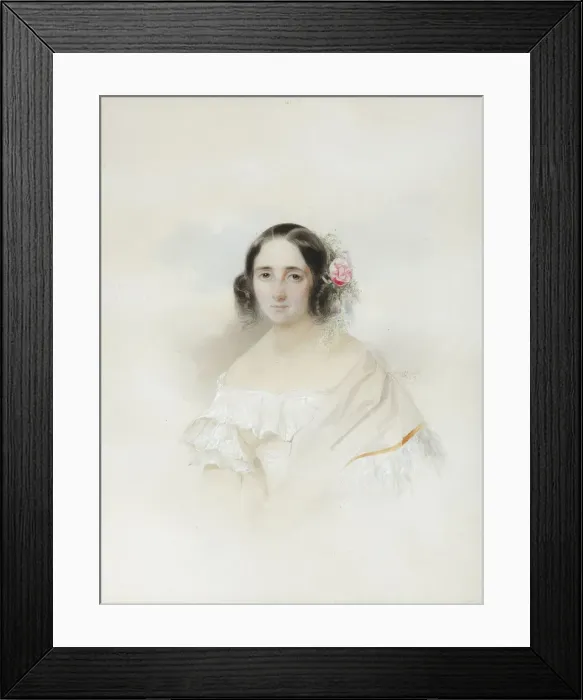 Framed Print : Portrait of Anna Alexeevna Olenina (1808-1888), 1839. Artist: Hau (Gau), Vladimir Ivanovich (1816-1895) Framed Print : Portrait of Anna Alexeevna Olenina (1808-1888), 1839. Artist: Hau (Gau), Vladimir Ivanovich (1816-1895)