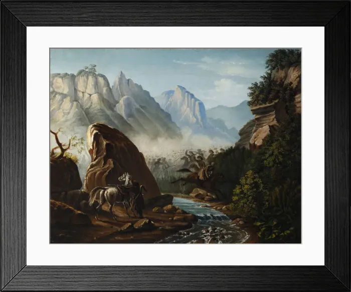 Framed Print : Firefight in the mountains of Dagestan, 1840-1841. Artist: Lermontov, Mikhail Yuryevich (1814-1841) Framed Print : Firefight in the mountains of Dagestan, 1840-1841. Artist: Lermontov, Mikhail Yuryevich (1814-1841)