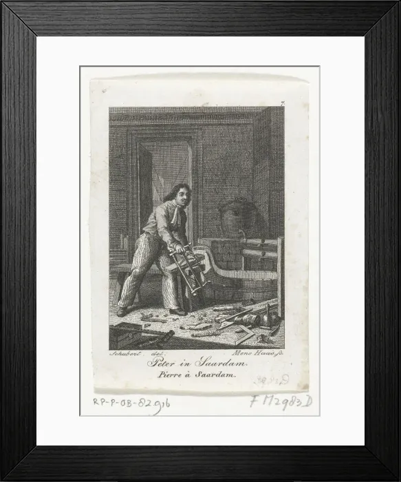 Framed Print : Peter the Great in Zaandam, 1697. Artist: Hs, Meno (1752-1833) Framed Print : Peter the Great in Zaandam, 1697. Artist: Hs, Meno (1752-1833)