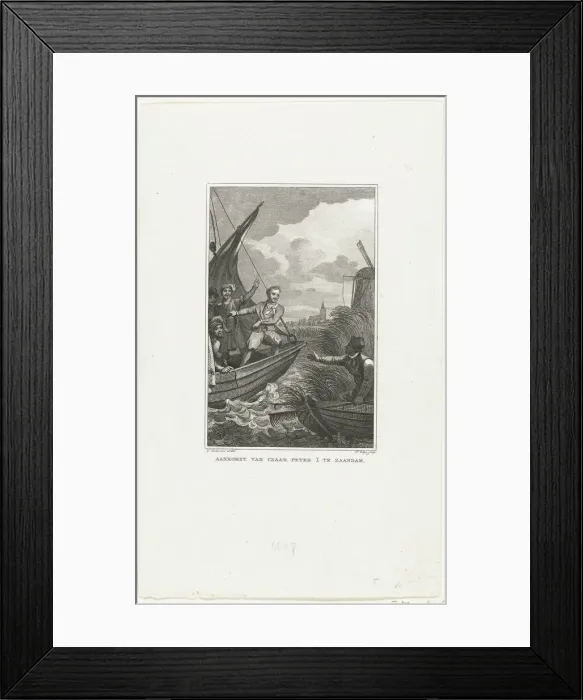 Framed Print : Arrival of Tsar Peter the Great in Zaandam, 1697, c. 1829. Artist: Velijn, Philippus (1787-1836) Framed Print : Arrival of Tsar Peter the Great in Zaandam, 1697, c. 1829. Artist: Velijn, Philippus (1787-1836)
