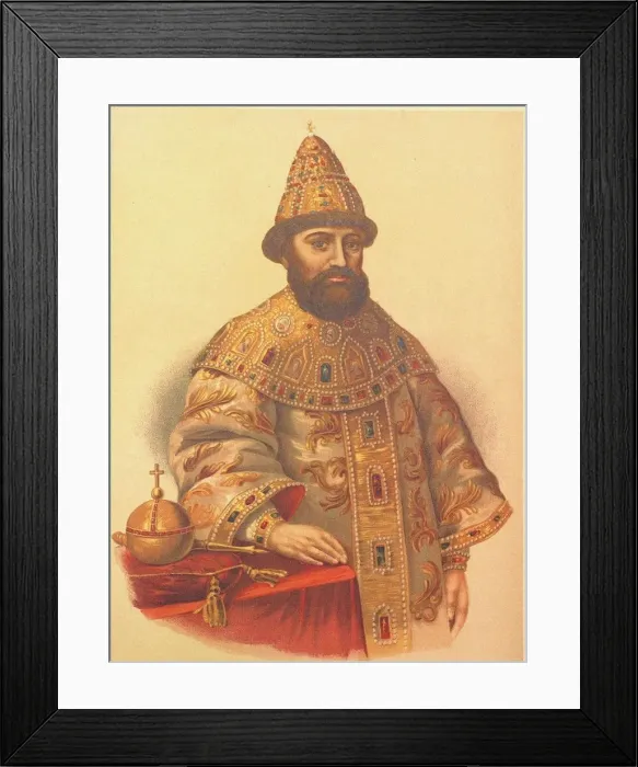Framed Print : Portrait of the Tsar Michail I Fyodorovich of Russia (1596-1645), 1860s. Artist: Borel, Pyotr Fyodorovich (1829-1898) Framed Print : Portrait of the Tsar Michail I Fyodorovich of Russia (1596-1645), 1860s. Artist: Borel, Pyotr Fyodorovich (1829-1898)
