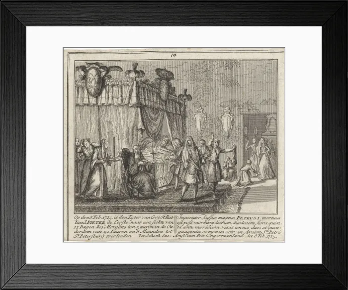 Framed Print : The Death of Peter the Great on 8 February 1725, 1727. Artist: Schenk, Leonard (1696-1767) Framed Print : The Death of Peter the Great on 8 February 1725, 1727. Artist: Schenk, Leonard (1696-1767)