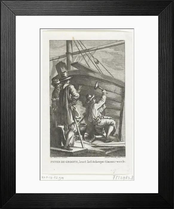 Framed Print : Peter the Great working at Amsterdam Naval Shipyard, Second Half of the 18th century. Artist: Vinkeles, Reinier (1741-1816) Framed Print : Peter the Great working at Amsterdam Naval Shipyard, Second Half of the 18th century. Artist: Vinkeles, Reinier (1741-1816)