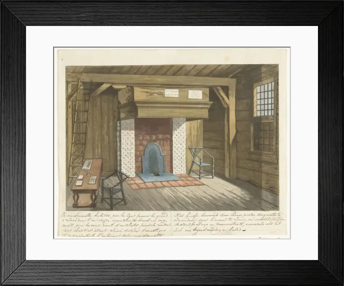 Framed Print : Interior of the Czar Peter House in Zaandam, 1697, Mid of the 19th century. Artist: Anonymous Framed Print : Interior of the Czar Peter House in Zaandam, 1697, Mid of the 19th century. Artist: Anonymous