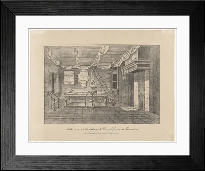 Framed Print : Interior of the Czar Peter House in Zaandam, 1697, Mid of the 19th century. Artist: Anonymous