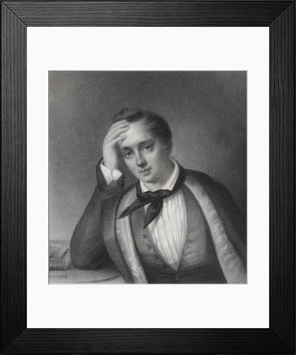Framed Print : Portrait of the poet Yevgeny Abramovich Baratynsky (1800-1844), 1830s. Artist: Chevalier, Ferdinand (active Mid of 19th cen. ) Framed Print : Portrait of the poet Yevgeny Abramovich Baratynsky (1800-1844), 1830s. Artist: Chevalier, Ferdinand (active Mid of 19th cen. )