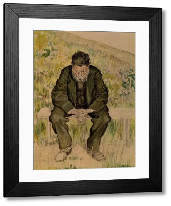 Framed Print : Workless, c. 1890. Artist: Hodler, Ferdinand (1853-1918) Framed Print : Workless, c. 1890. Artist: Hodler, Ferdinand (1853-1918)