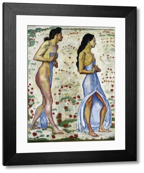 Framed Print : Two Women in Flowers (Emotion 1a), 1901-1906. Artist: Hodler, Ferdinand (1853-1918) Framed Print : Two Women in Flowers (Emotion 1a), 1901-1906. Artist: Hodler, Ferdinand (1853-1918)