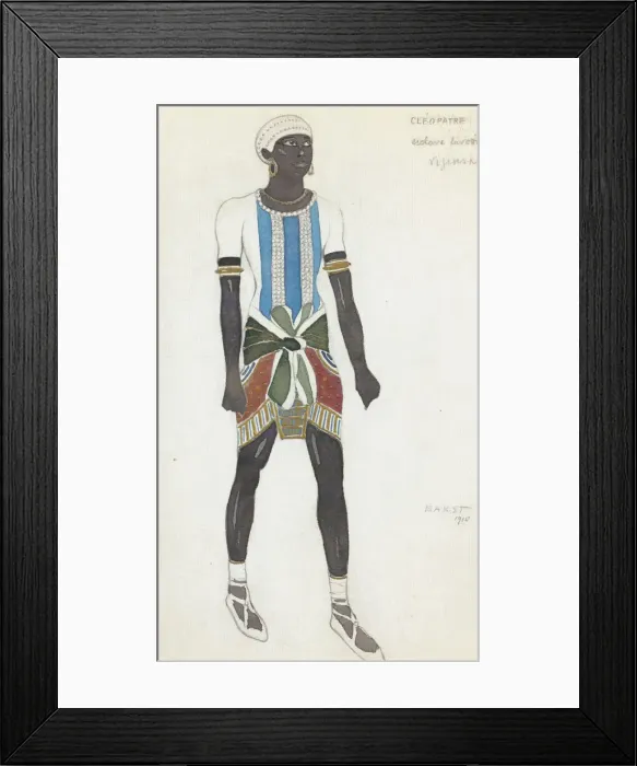 Framed Print : Costume design for Vaslav Nijinsky in the ballet Cleopatra by A. Arensky, 1910. Artist: Bakst, Leon (1866-1924) Framed Print : Costume design for Vaslav Nijinsky in the ballet Cleopatra by A. Arensky, 1910. Artist: Bakst, Leon (1866-1924)