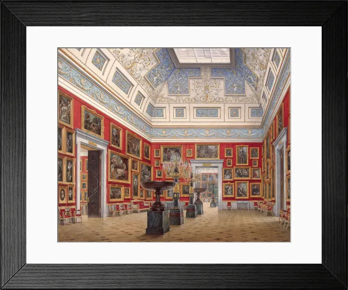 Framed Print : Interiors of the New Hermitage. The Room of Flemish painting, 1854. Artist: Hau, Eduard (1807-1887) Framed Print : Interiors of the New Hermitage. The Room of Flemish painting, 1854. Artist: Hau, Eduard (1807-1887)