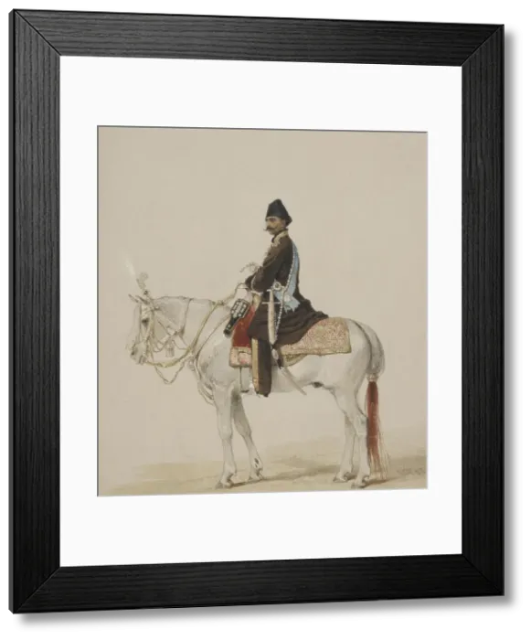 Framed Print : Equestrian Portrait of Naser al-Din Shah Qajar (1831-1896), 1873. Artist: Zichy, Mihaly (1827-1906) Framed Print : Equestrian Portrait of Naser al-Din Shah Qajar (1831-1896), 1873. Artist: Zichy, Mihaly (1827-1906)