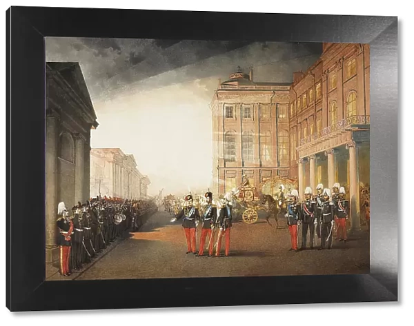 Parade in front of the Anichkov Palace in Petersburg, 1870. Artist: Zichy, Mihaly (1827-1906)
