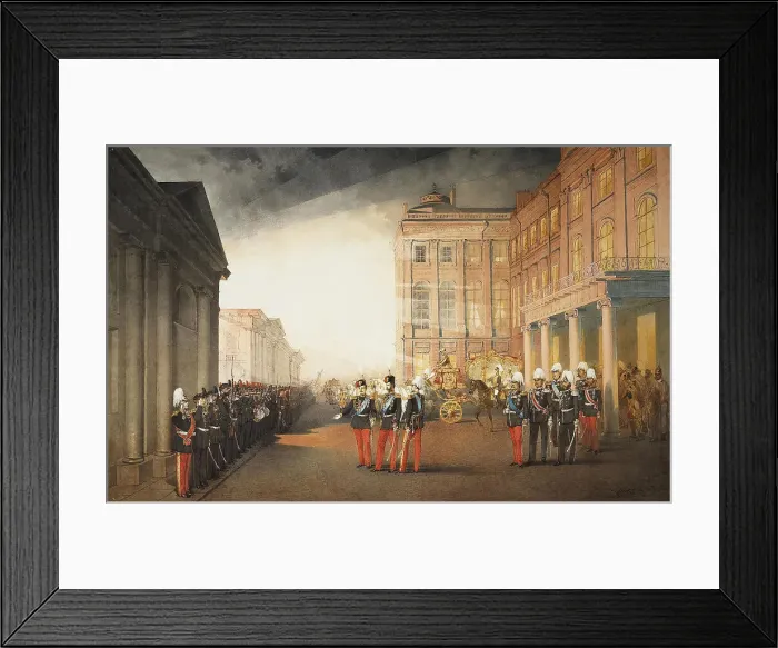 Framed Print : Parade in front of the Anichkov Palace in Petersburg, 1870. Artist: Zichy, Mihaly (1827-1906) Framed Print : Parade in front of the Anichkov Palace in Petersburg, 1870. Artist: Zichy, Mihaly (1827-1906)