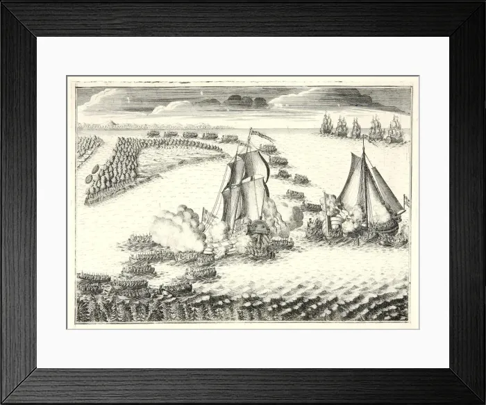 Framed Print : The battle at the mouth of the Neva on May 18, 1703, 1720s. Artist: Zubov, Alexei Fyodorovich (1682-after 1750) Framed Print : The battle at the mouth of the Neva on May 18, 1703, 1720s. Artist: Zubov, Alexei Fyodorovich (1682-after 1750)