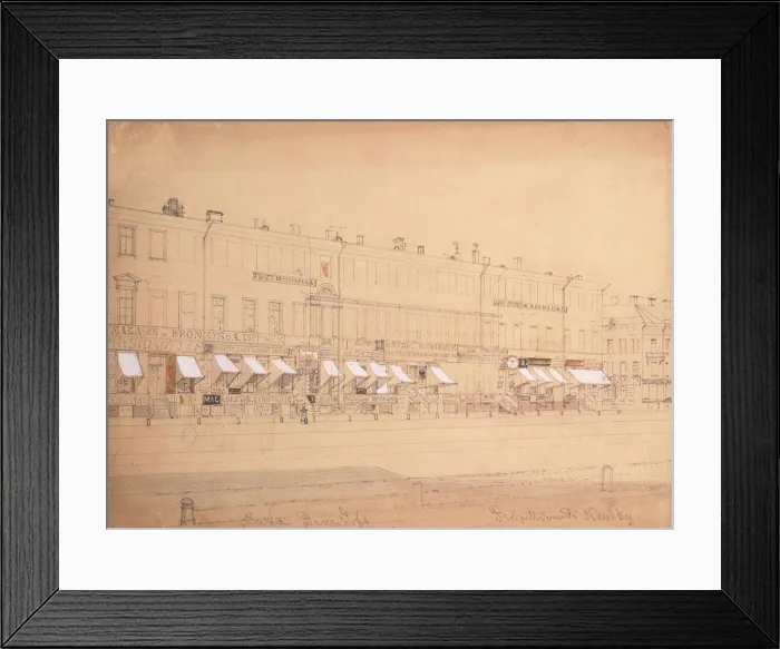 Framed Print : The Demidov Hotel at the Nevsky Prospekt in St. Petersburg, Mid of the 19th century. Artist: Premazzi, Ludwig (Luigi) (1814-1891) Framed Print : The Demidov Hotel at the Nevsky Prospekt in St. Petersburg, Mid of the 19th century. Artist: Premazzi, Ludwig (Luigi) (1814-1891)