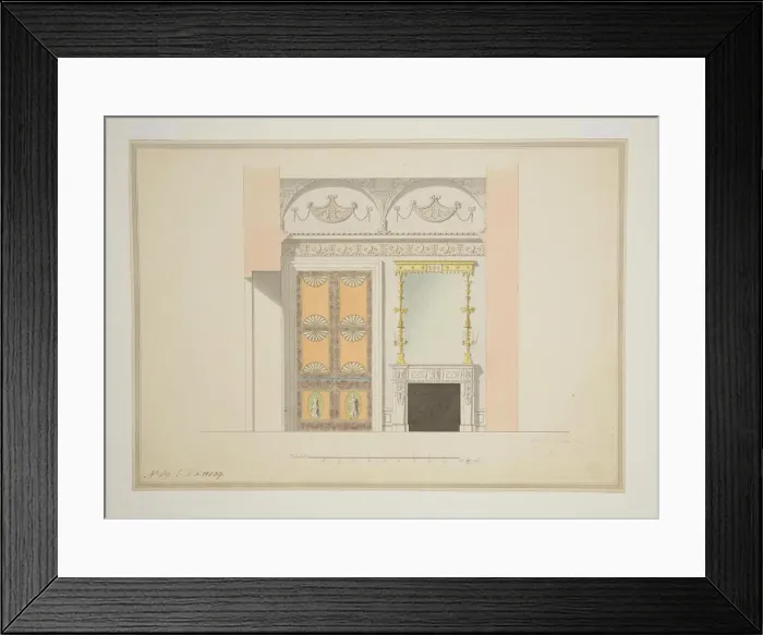 Framed Print : Design of the Cabinet Library, Early 1780s. Artist: Cameron, Charles (ca. 1730 / 40-1812) Framed Print : Design of the Cabinet Library, Early 1780s. Artist: Cameron, Charles (ca. 1730 / 40-1812)