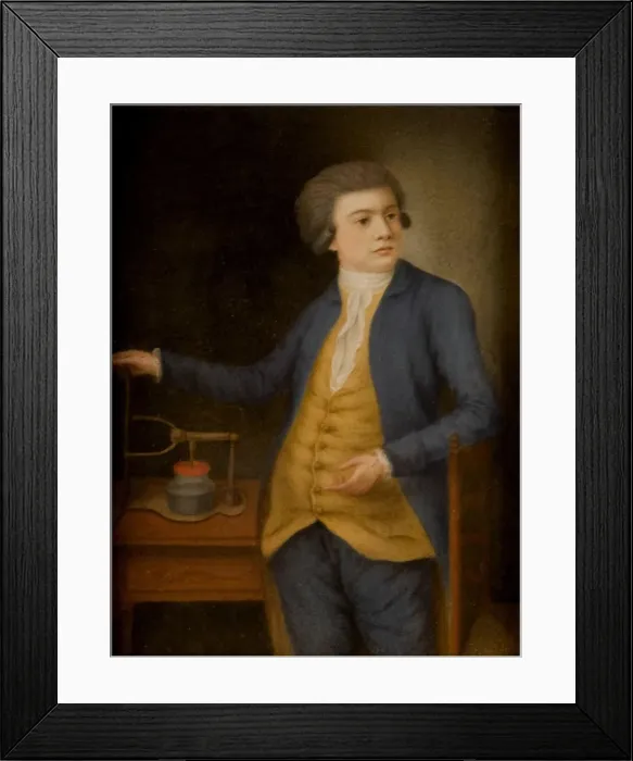 Framed Print : Scientist with an electrical instrument, 1780s. Artist: Anonymous Framed Print : Scientist with an electrical instrument, 1780s. Artist: Anonymous