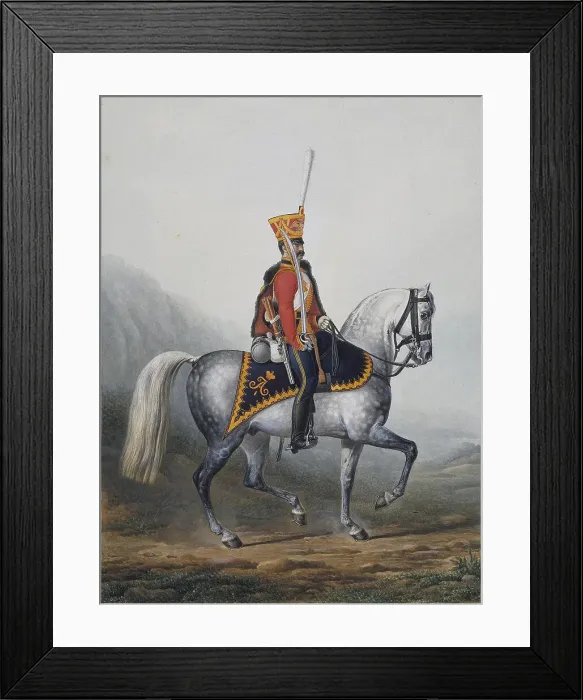 Framed Print : Soldier of the Life-Guards Hussar Regiment, 1817-1824. Artist: Sauerweid, Alexander Ivanovich (1783-1844) Framed Print : Soldier of the Life-Guards Hussar Regiment, 1817-1824. Artist: Sauerweid, Alexander Ivanovich (1783-1844)