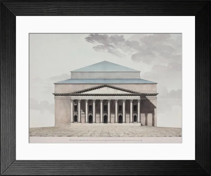 Framed Print : Facade of the Saint Petersburg Imperial Bolshoi Kamenny Theatre, 1803-1804. Artist: Thomas de Thomon, Jean Francois (1754-1813) Framed Print : Facade of the Saint Petersburg Imperial Bolshoi Kamenny Theatre, 1803-1804. Artist: Thomas de Thomon, Jean Francois (1754-1813)