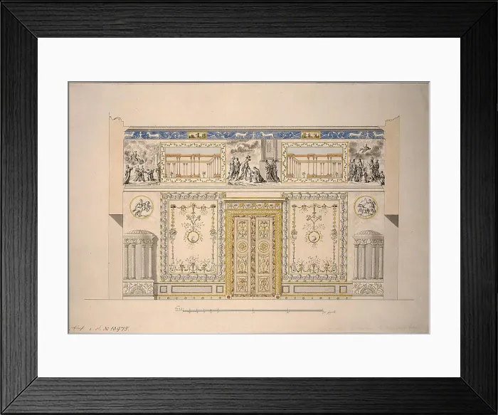 Framed Print : Design for the Lyons Hall (Yellow Drawing-Room) in the Great Palace of Tsarskoye Selo, Early 1780s. Artist: Cameron, Charles (ca. 1730 / 40-1812) Framed Print : Design for the Lyons Hall (Yellow Drawing-Room) in the Great Palace of Tsarskoye Selo, Early 1780s. Artist: Cameron, Charles (ca. 1730 / 40-1812)