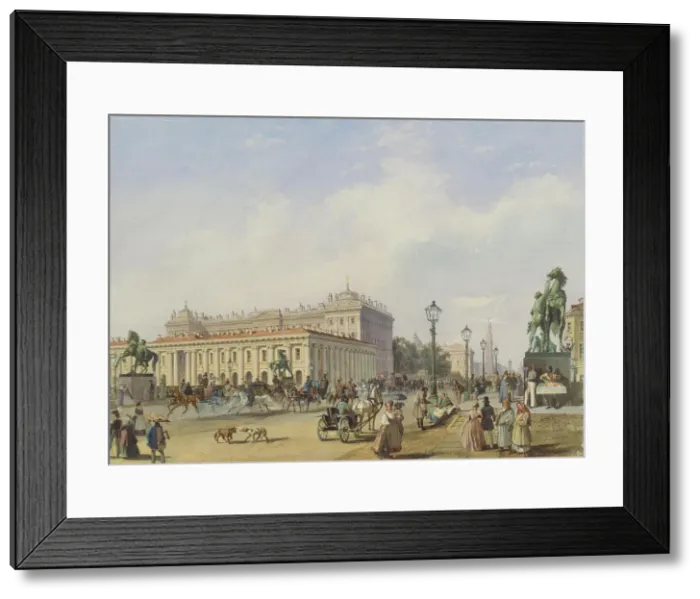 Framed Print : Die Anitschkow-Brucke in Sankt Petersburg, 1847. Artist: Bohnstedt, Ludwig Franz Karl (1822-1885) Framed Print : Die Anitschkow-Brucke in Sankt Petersburg, 1847. Artist: Bohnstedt, Ludwig Franz Karl (1822-1885)