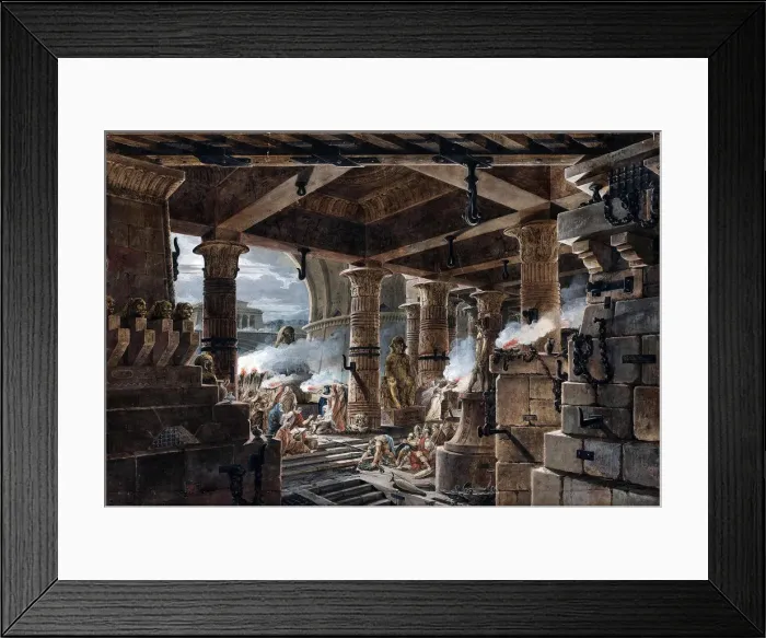Framed Print : Architectural Fantasy - interior view of an Egyptian temple, 1803. Artist: Thomas de Thomon, Jean Francois (1754-1813) Framed Print : Architectural Fantasy - interior view of an Egyptian temple, 1803. Artist: Thomas de Thomon, Jean Francois (1754-1813)