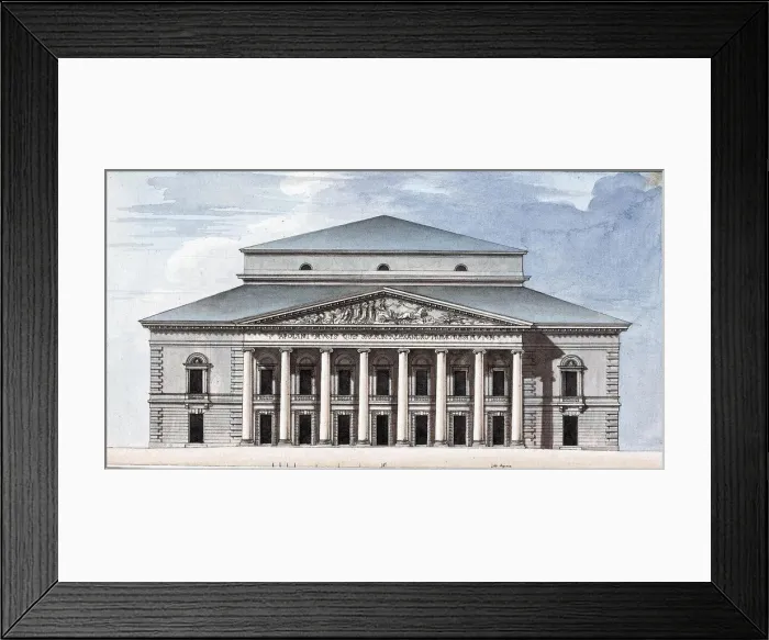 Framed Print : Facade of the Saint Petersburg Imperial Bolshoi Kamenny Theatre, 1802. Artist: Thomas de Thomon, Jean Francois (1754-1813) Framed Print : Facade of the Saint Petersburg Imperial Bolshoi Kamenny Theatre, 1802. Artist: Thomas de Thomon, Jean Francois (1754-1813)