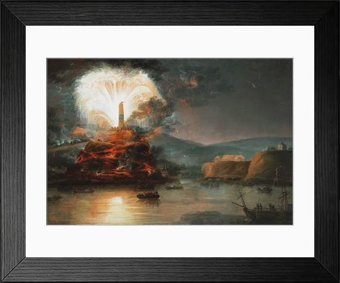 Framed Print : Fireworks at Kaniow in honor of Catherine II in 1787, 1787. Artist: Plersch, Jan Bogumil (1732?1817) Framed Print : Fireworks at Kaniow in honor of Catherine II in 1787, 1787. Artist: Plersch, Jan Bogumil (1732?1817)