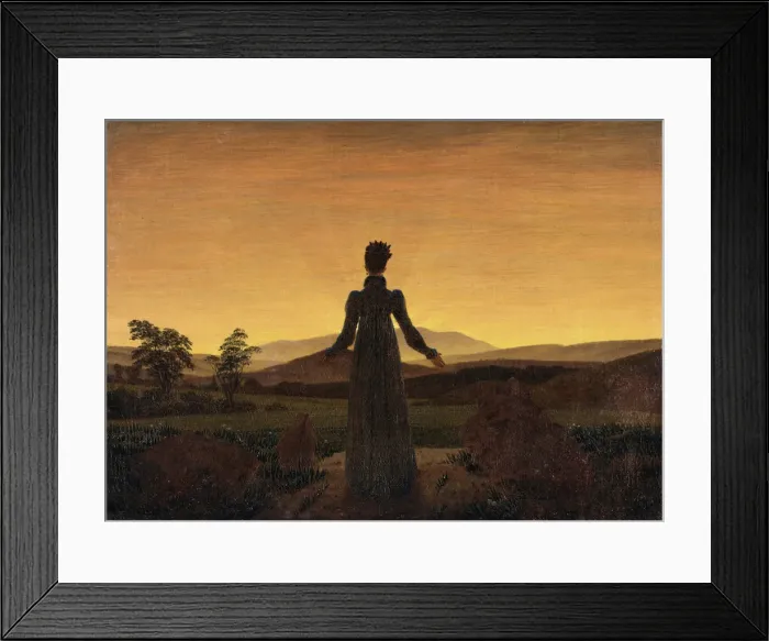 Framed Print : Woman before the Rising Sun, ca 1818. Artist: Friedrich, Caspar David (1774-1840) Framed Print : Woman before the Rising Sun, ca 1818. Artist: Friedrich, Caspar David (1774-1840)