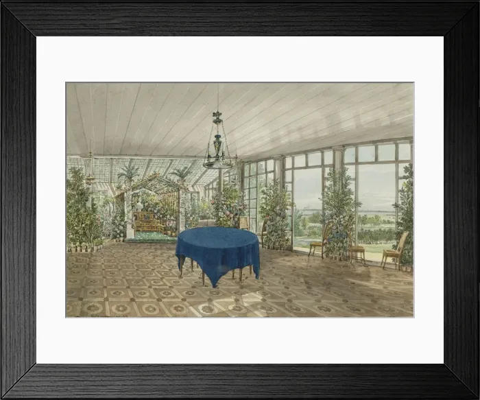 Framed Print : Winter Garden in the Pavlino Estate of Vielgorsky, 1834. Artist: Kolmann, Karl Ivanovich (1786-1846) Framed Print : Winter Garden in the Pavlino Estate of Vielgorsky, 1834. Artist: Kolmann, Karl Ivanovich (1786-1846)