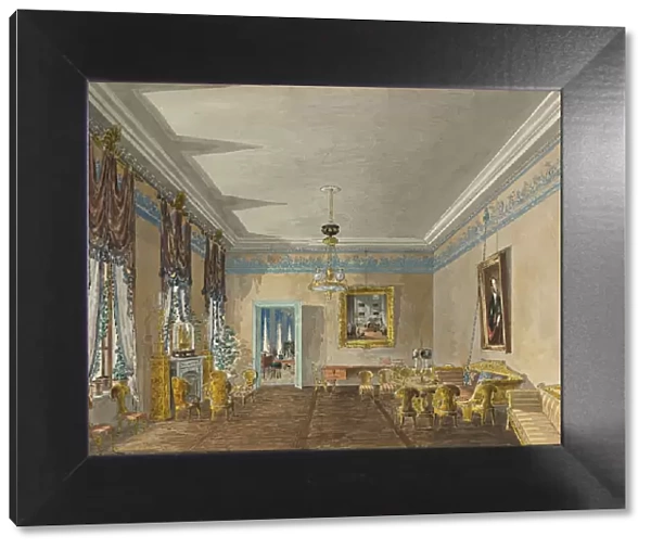 Drawing room in the House of Princess Anna Gagarina in Petersburg, 1799. Artist: Kolmann, Karl Ivanovich (1786-1846)