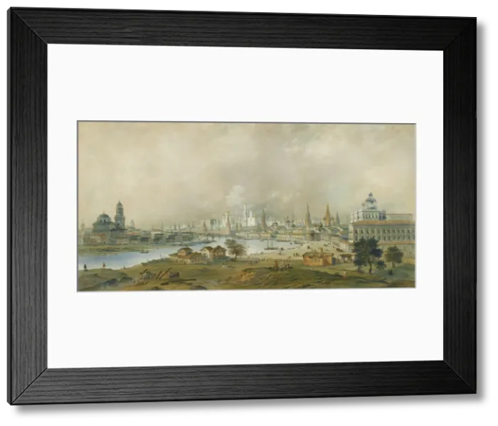Framed Print : View of the Moscow Kremlin from the Ustinsky Bridge. Artist: Bossoli, Carlo (1815-1884) Framed Print : View of the Moscow Kremlin from the Ustinsky Bridge. Artist: Bossoli, Carlo (1815-1884)
