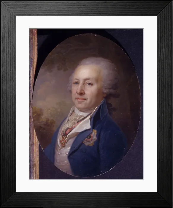 Framed Print : Portrait of baron Alexei Ivanovich Vasilyev (1742-1807), 1794. Artist: Borovikovsky, Vladimir Lukich (1757-1825) Framed Print : Portrait of baron Alexei Ivanovich Vasilyev (1742-1807), 1794. Artist: Borovikovsky, Vladimir Lukich (1757-1825)