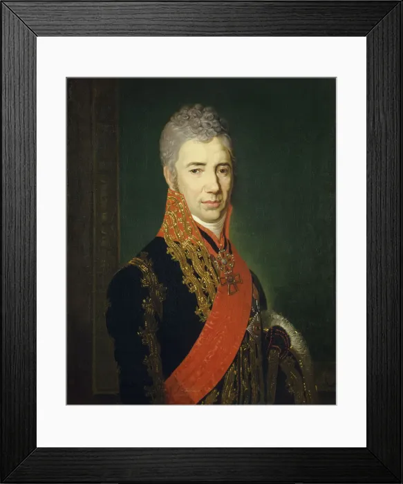 Framed Print : Portrait of the Crown Equerry Sergey Ilyich Mukhanov (1762-1842). Artist: Borovikovsky, Vladimir Lukich (1757-1825) Framed Print : Portrait of the Crown Equerry Sergey Ilyich Mukhanov (1762-1842). Artist: Borovikovsky, Vladimir Lukich (1757-1825)