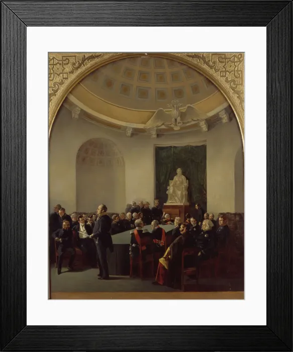 Framed Print : The ceremonial meeting of the Academy of Arts in 1839, 1840. Artist: Ladurner, Adolphe (1798-1856) Framed Print : The ceremonial meeting of the Academy of Arts in 1839, 1840. Artist: Ladurner, Adolphe (1798-1856)