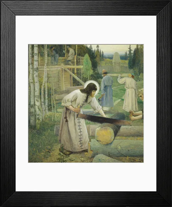 Framed Print : Saint Sergius labours (Triptych, Mid part), 1896. Artist: Nesterov, Mikhail Vasilyevich (1862-1942) Framed Print : Saint Sergius labours (Triptych, Mid part), 1896. Artist: Nesterov, Mikhail Vasilyevich (1862-1942)
