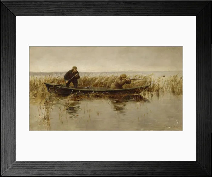 Framed Print : Duck hunt, Second Half of the 19th century. Artist: Silvanovich, S. (active 1860s-1880s) Framed Print : Duck hunt, Second Half of the 19th century. Artist: Silvanovich, S. (active 1860s-1880s)