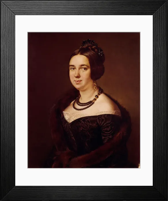 Framed Print : Portrait of Countess Alexandra Alexeevna Obolenskaya, nee Mazurina (1817-1885), 1845. Artist: Tropinin, Vasili Andreyevich (1776-1857) Framed Print : Portrait of Countess Alexandra Alexeevna Obolenskaya, nee Mazurina (1817-1885), 1845. Artist: Tropinin, Vasili Andreyevich (1776-1857)