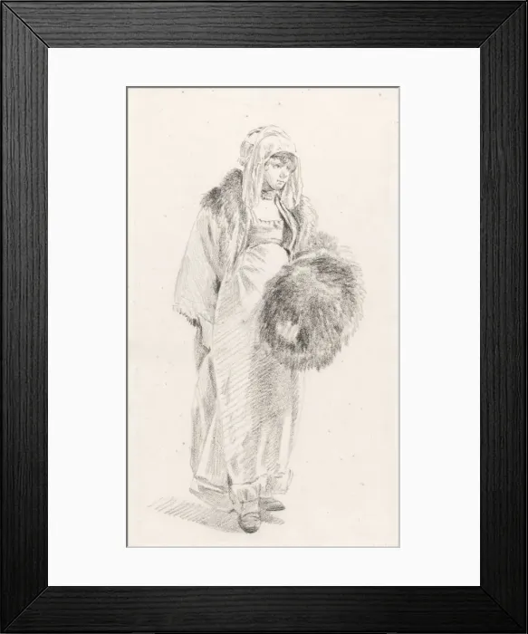 Framed Print : Russian woman with a fur muff, Between 1758 and 1761. Artist: Le Prince, Jean-Baptiste (1734-1781) Framed Print : Russian woman with a fur muff, Between 1758 and 1761. Artist: Le Prince, Jean-Baptiste (1734-1781)