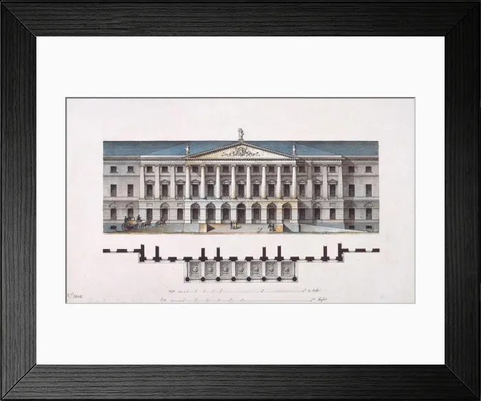 Framed Print : Project of Smolny Institute. The Main Facade and the Ground Floor Plan, 1806-1808. Artist: Quarenghi, Giacomo Antonio Domenico (1744-1817) Framed Print : Project of Smolny Institute. The Main Facade and the Ground Floor Plan, 1806-1808. Artist: Quarenghi, Giacomo Antonio Domenico (1744-1817)