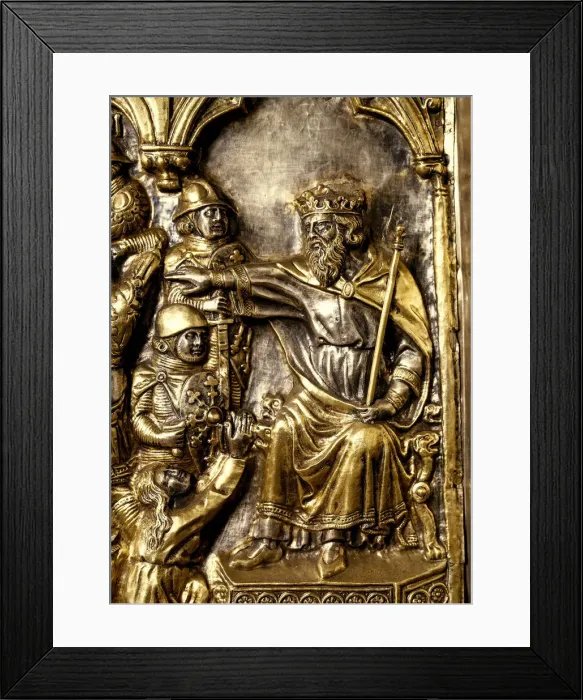 Framed Print : Massacre of the Innocents. Panel of the altar of St James, c. 1315. Artist: Andrea di Jacopo d Ognabene (active 1285-1316) Framed Print : Massacre of the Innocents. Panel of the altar of St James, c. 1315. Artist: Andrea di Jacopo d Ognabene (active 1285-1316)