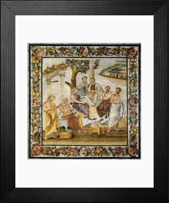 Framed Print : Platonic Academy. Mosaic from Pompeii, 1st century BC. Artist: Classical Antiquities Framed Print : Platonic Academy. Mosaic from Pompeii, 1st century BC. Artist: Classical Antiquities