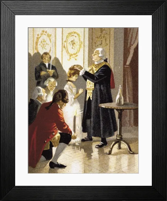 Framed Print : Magic session of Count Alessandro of Cagliostro, Second Half of the 19th century. Artist: Anonymous Framed Print : Magic session of Count Alessandro of Cagliostro, Second Half of the 19th century. Artist: Anonymous
