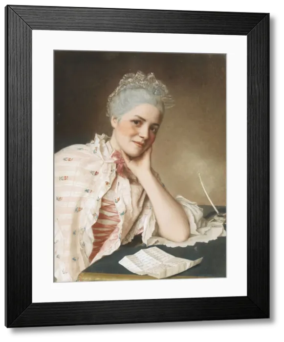 Framed Print : Portrait of the singer Mademoiselle Louise Jacquet, c. 1750. Artist: Liotard, Jean-Etienne (1702-1789) Framed Print : Portrait of the singer Mademoiselle Louise Jacquet, c. 1750. Artist: Liotard, Jean-Etienne (1702-1789)