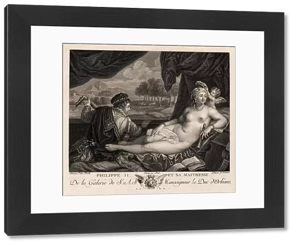 Philip II and his Mistress (after Titian), c. 1780. Artist: Bouillard, Jacques (1744-1806)