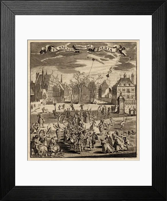 Framed Print : Ex Nugis. Childrens Games. Artist: Sillemans, Experiens (1611-1653) Framed Print : Ex Nugis. Childrens Games. Artist: Sillemans, Experiens (1611-1653)