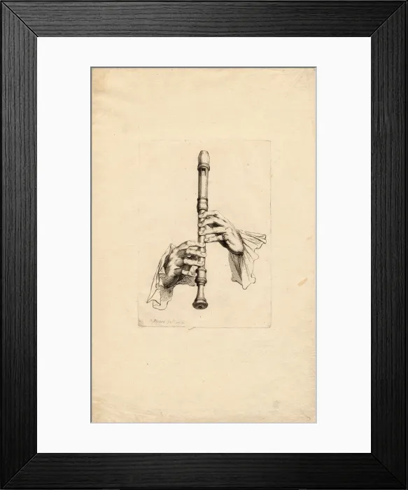 Framed Print : Recorder Players Hands, um 1700. Artist: Picart, Bernard (1673?1733) Framed Print : Recorder Players Hands, um 1700. Artist: Picart, Bernard (1673?1733)